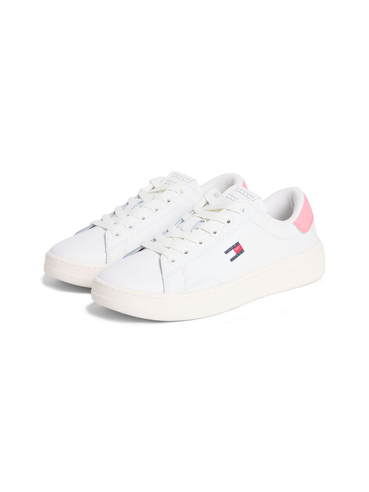 Debossed Logo Cupsole Trainers With Leather
