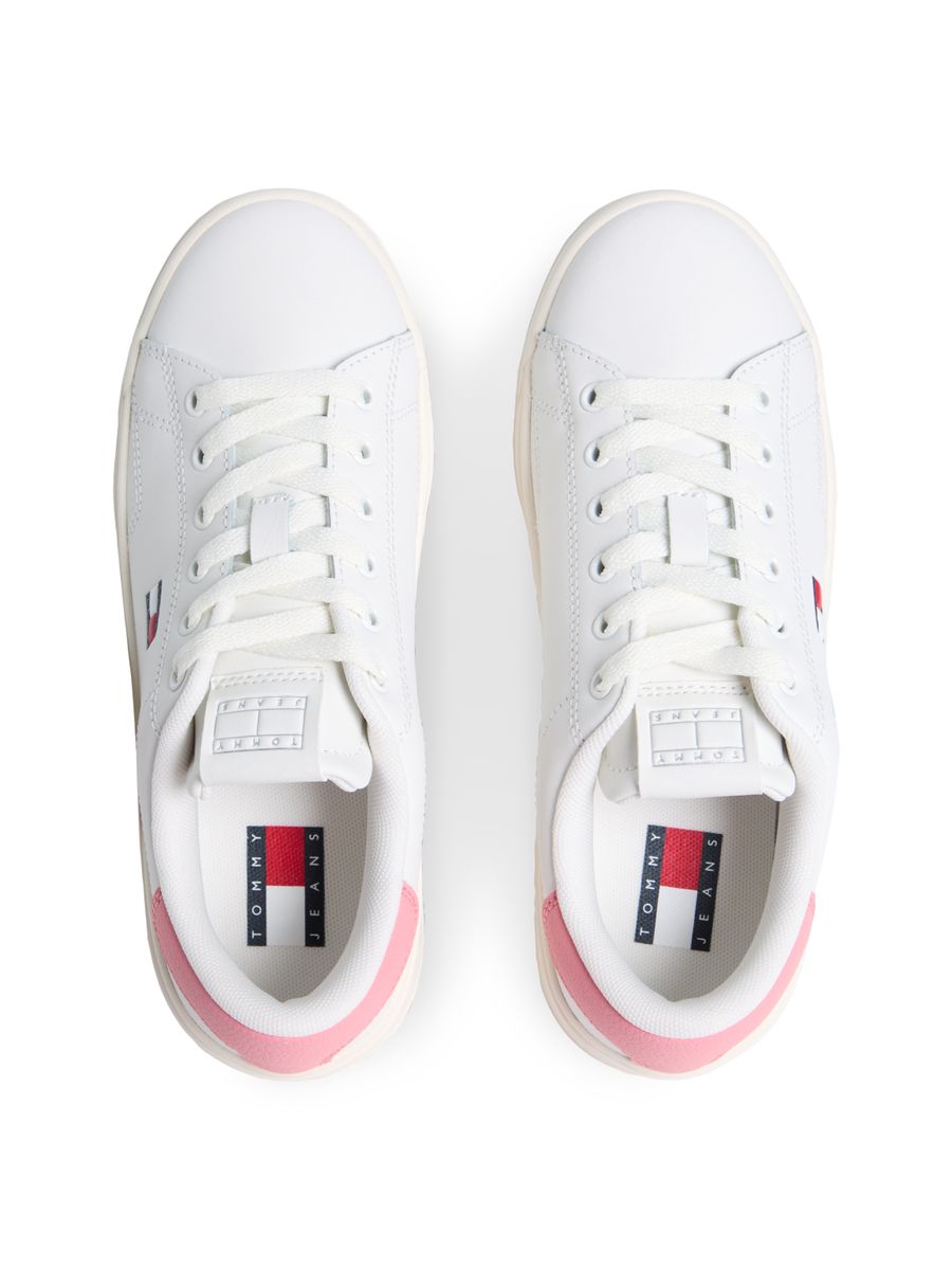 Debossed Logo Cupsole Trainers With Leather