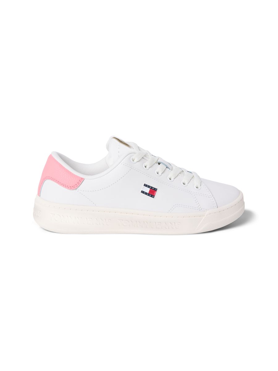Debossed Logo Cupsole Trainers With Leather