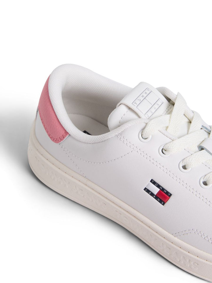 Debossed Logo Cupsole Trainers With Leather