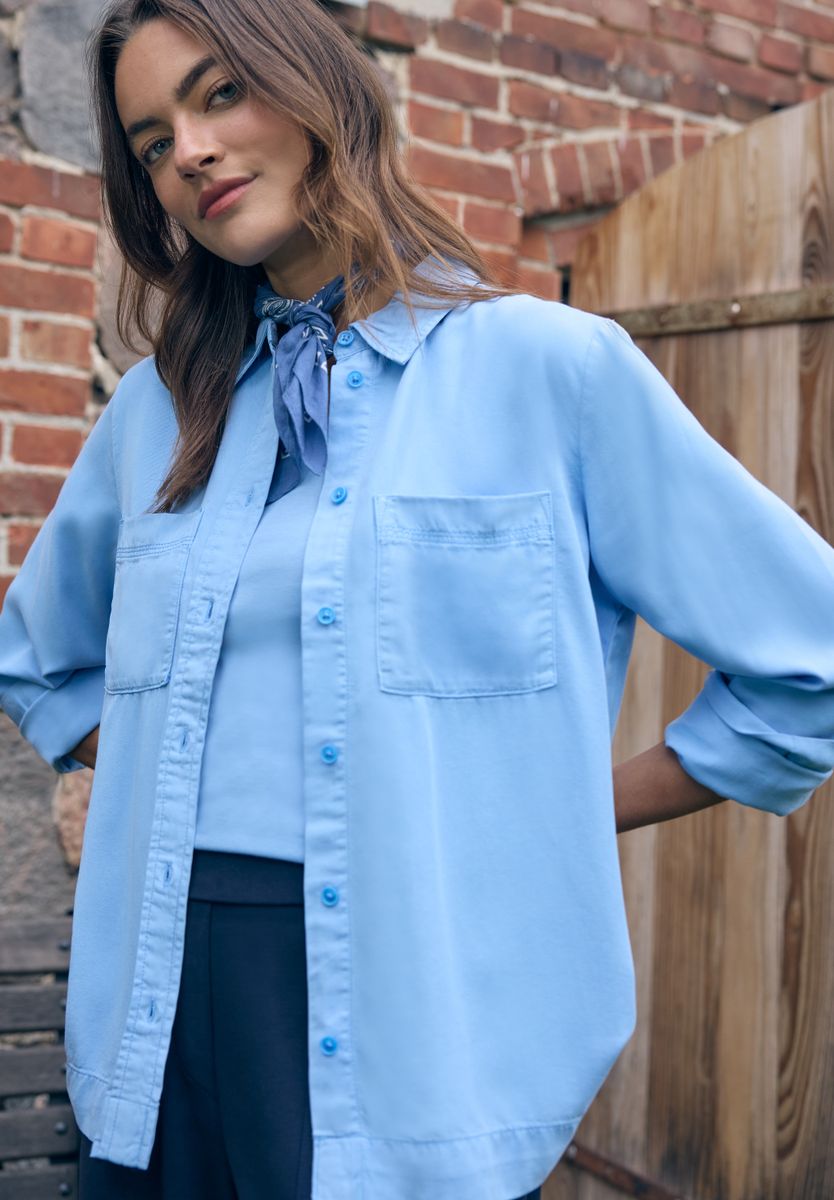 Hemdbluse in Unifarbe