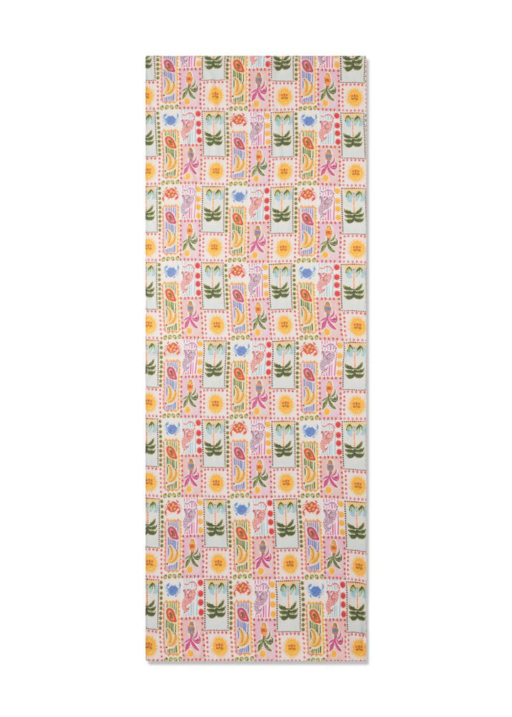 Schal aus feiner Modal-Baumwollmischung mit Sonne-Palmen-Mix