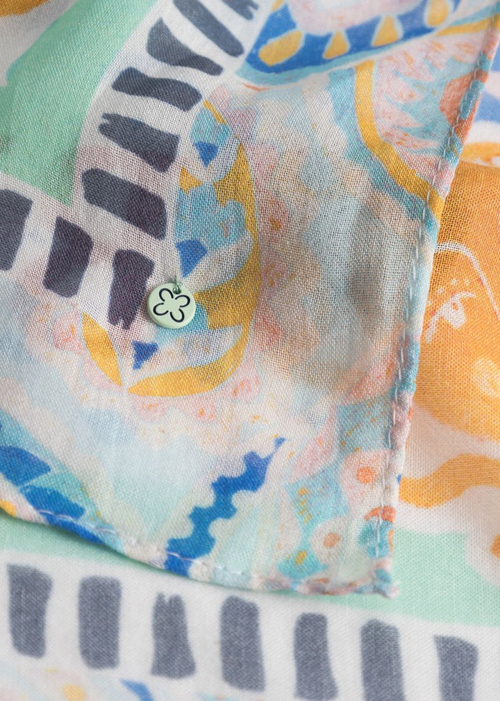 3er PACK - Bandana aus feiner Modal-Baumwoll-Mischung mit Mustermix und BEACH VIBES-Schriftzug