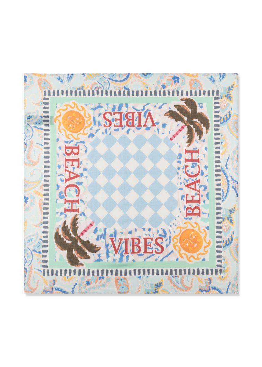 3er PACK - Bandana aus feiner Modal-Baumwoll-Mischung mit Mustermix und BEACH VIBES-Schriftzug