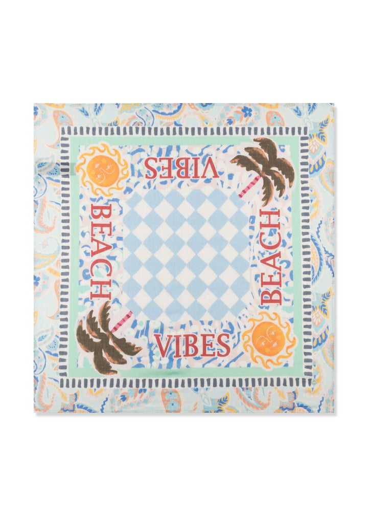 3er PACK - Bandana aus feiner Modal-Baumwoll-Mischung mit Mustermix und BEACH VIBES-Schriftzug
