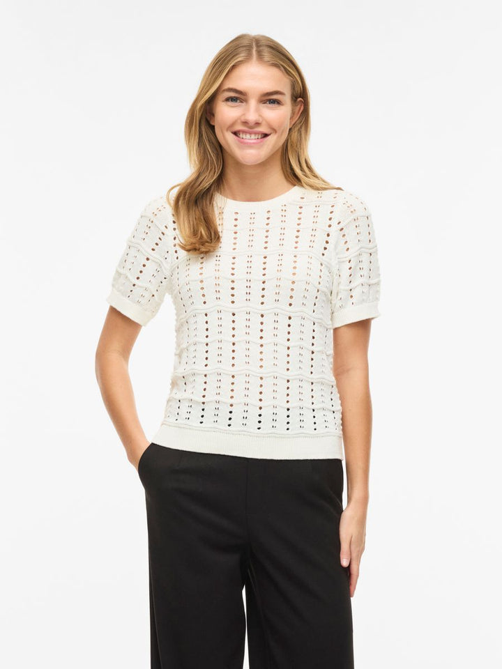 VISIDONA O-NECK POINTELLE KNIT TOP/TES