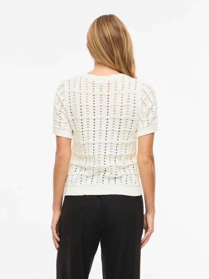VISIDONA O-NECK POINTELLE KNIT TOP/TES