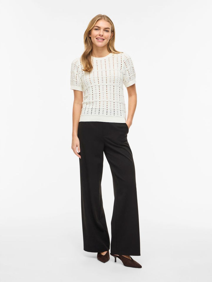 VISIDONA O-NECK POINTELLE KNIT TOP/TES