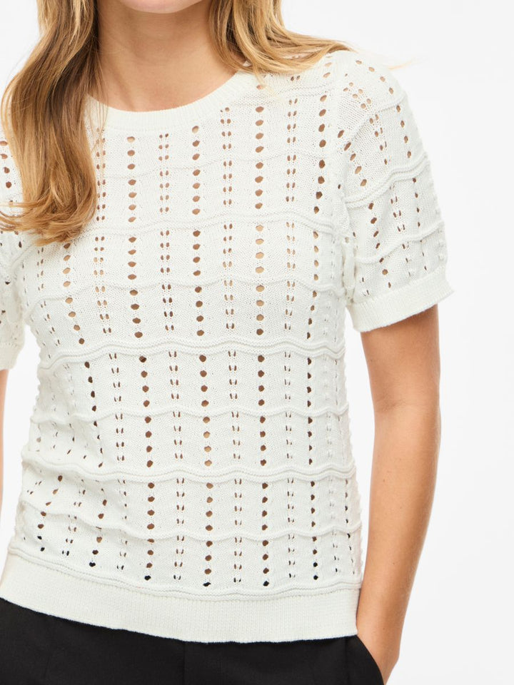 VISIDONA O-NECK POINTELLE KNIT TOP/TES