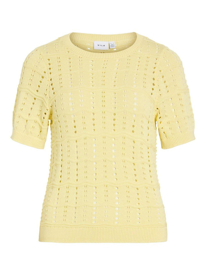 VISIDONA O-NECK POINTELLE KNIT TOP/TES
