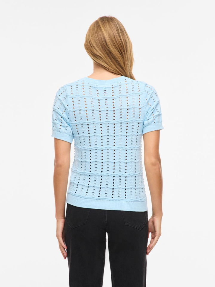 VISIDONA O-NECK POINTELLE KNIT TOP/TES