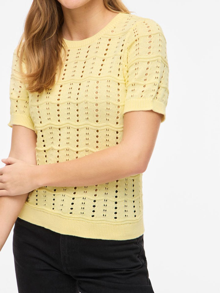 VISIDONA O-NECK POINTELLE KNIT TOP/TES