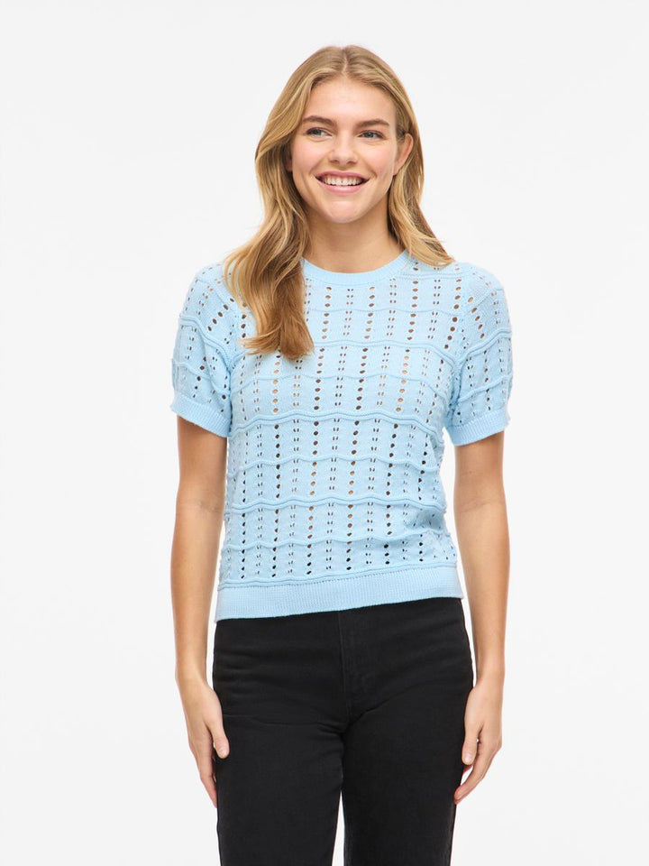 VISIDONA O-NECK POINTELLE KNIT TOP/TES