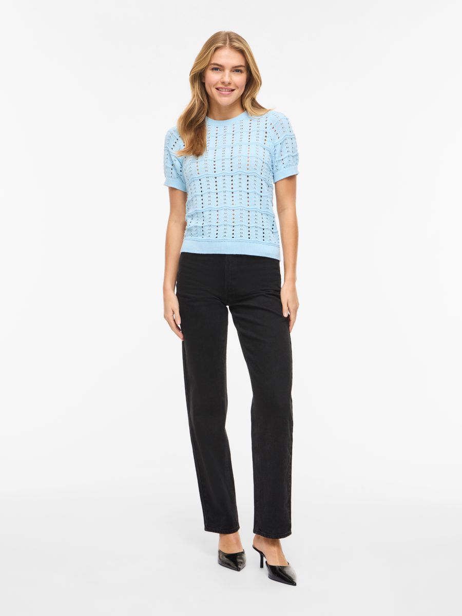 VISIDONA O-NECK POINTELLE KNIT TOP/TES