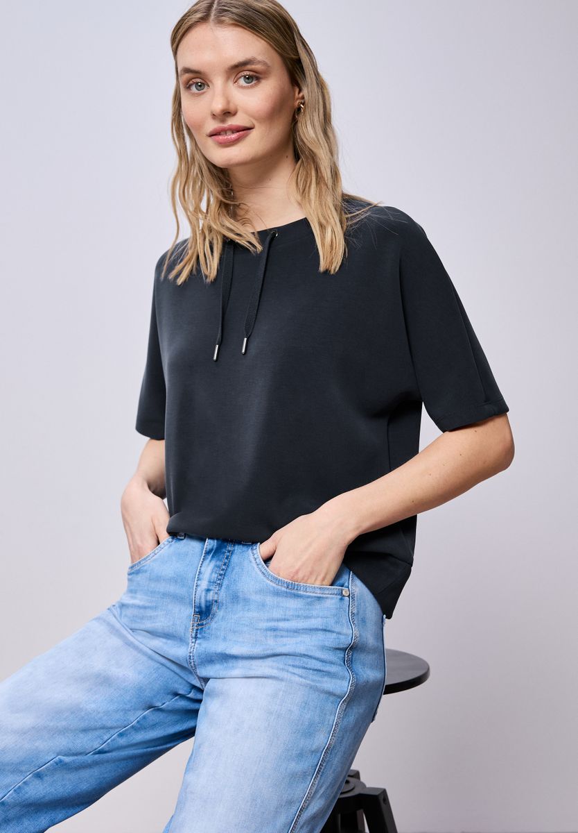 Dropped Shoulder Shirt im Silk-Look
