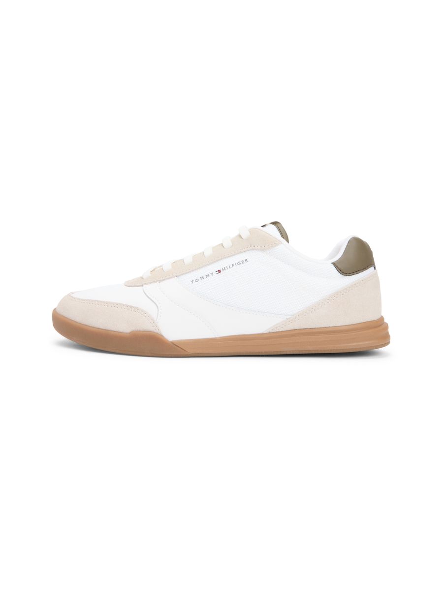 Mixed Texture Cupsole Trainers With Leather