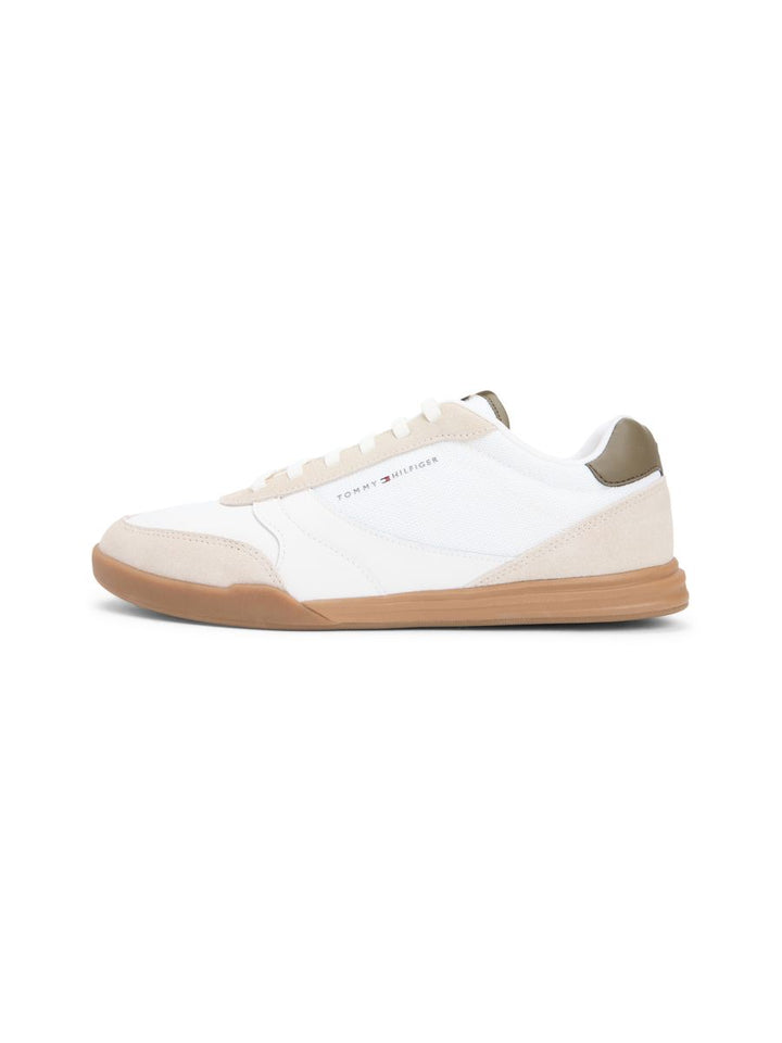 Mixed Texture Cupsole Trainers With Leather