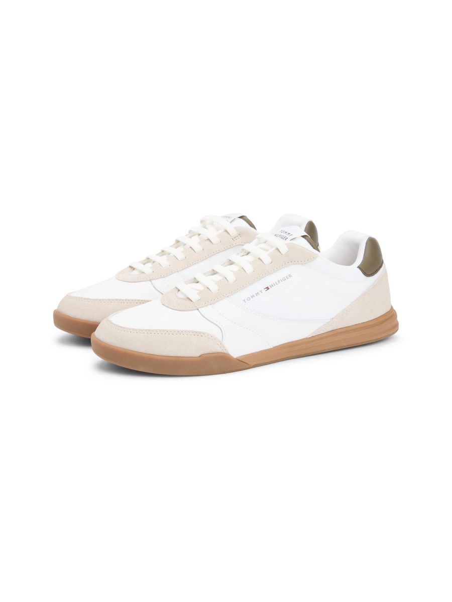 Mixed Texture Cupsole Trainers With Leather