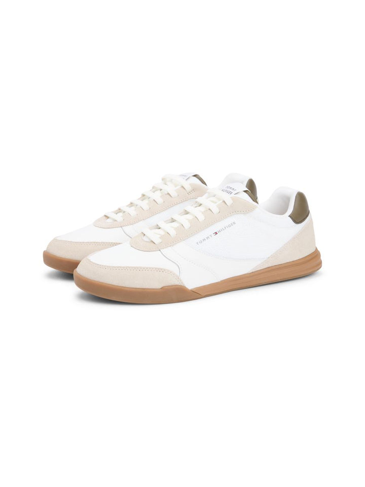 Mixed Texture Cupsole Trainers With Leather