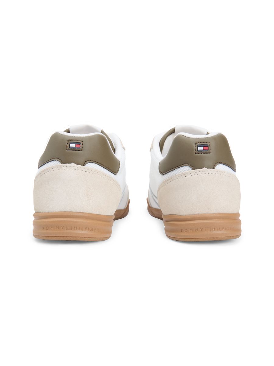Mixed Texture Cupsole Trainers With Leather