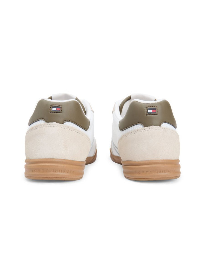 Mixed Texture Cupsole Trainers With Leather
