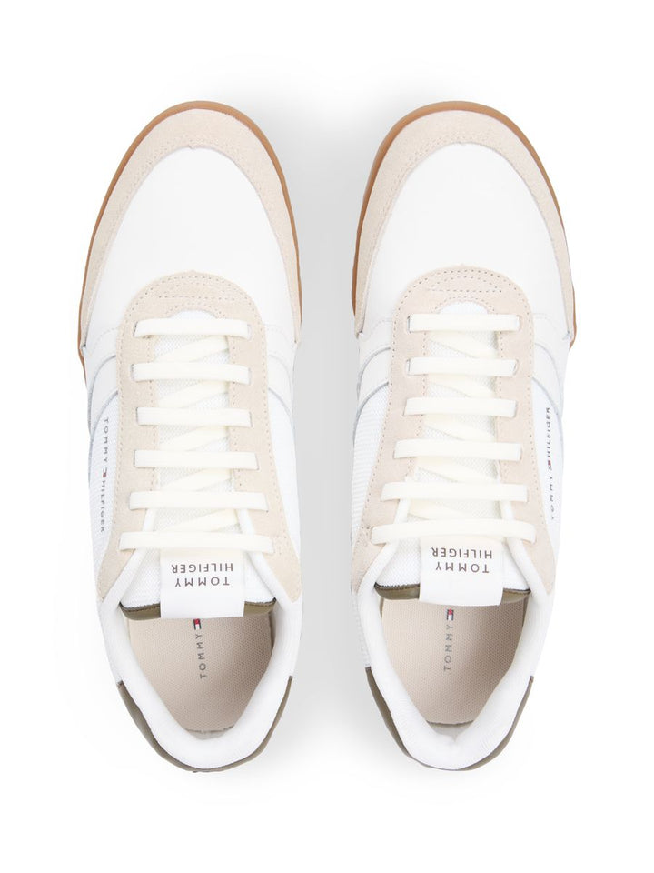 Mixed Texture Cupsole Trainers With Leather