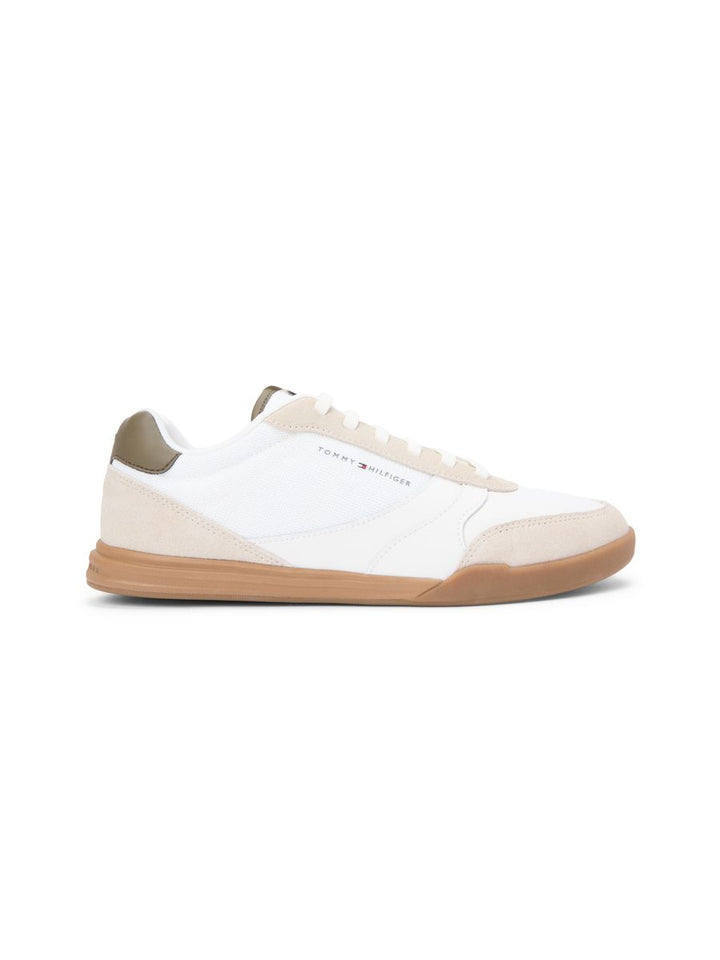 Mixed Texture Cupsole Trainers With Leather