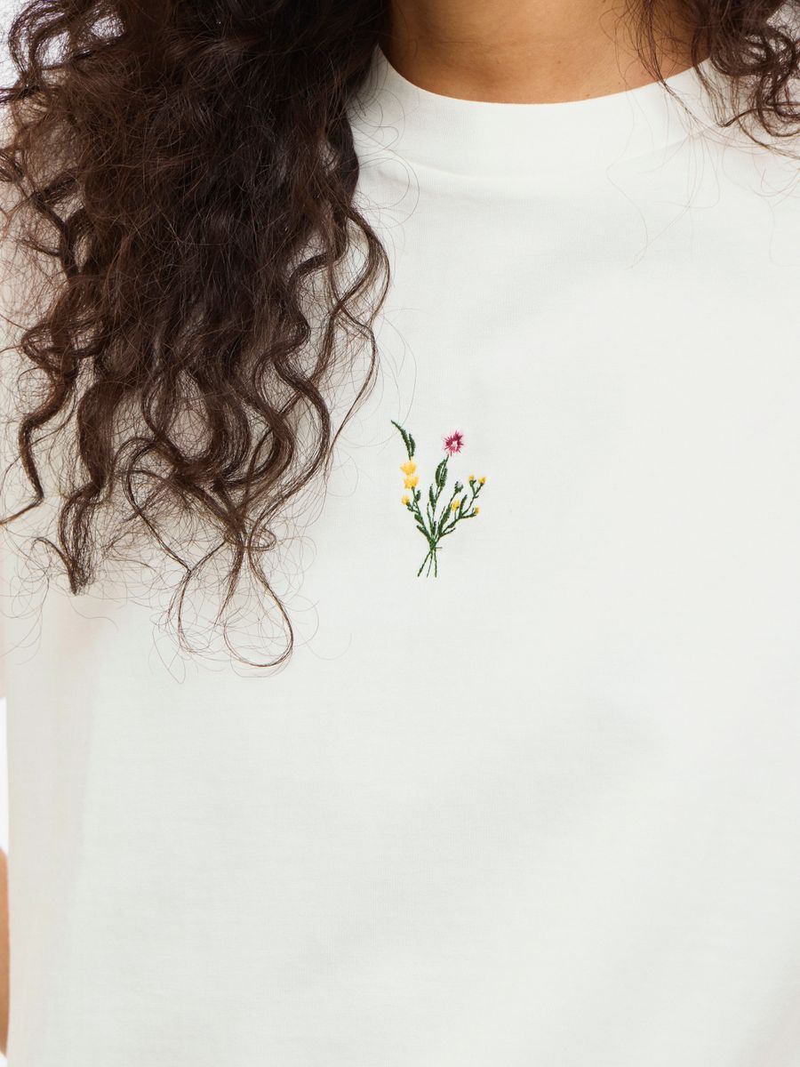 VIMONIE FLORAL EMB S/S O-NECK/R