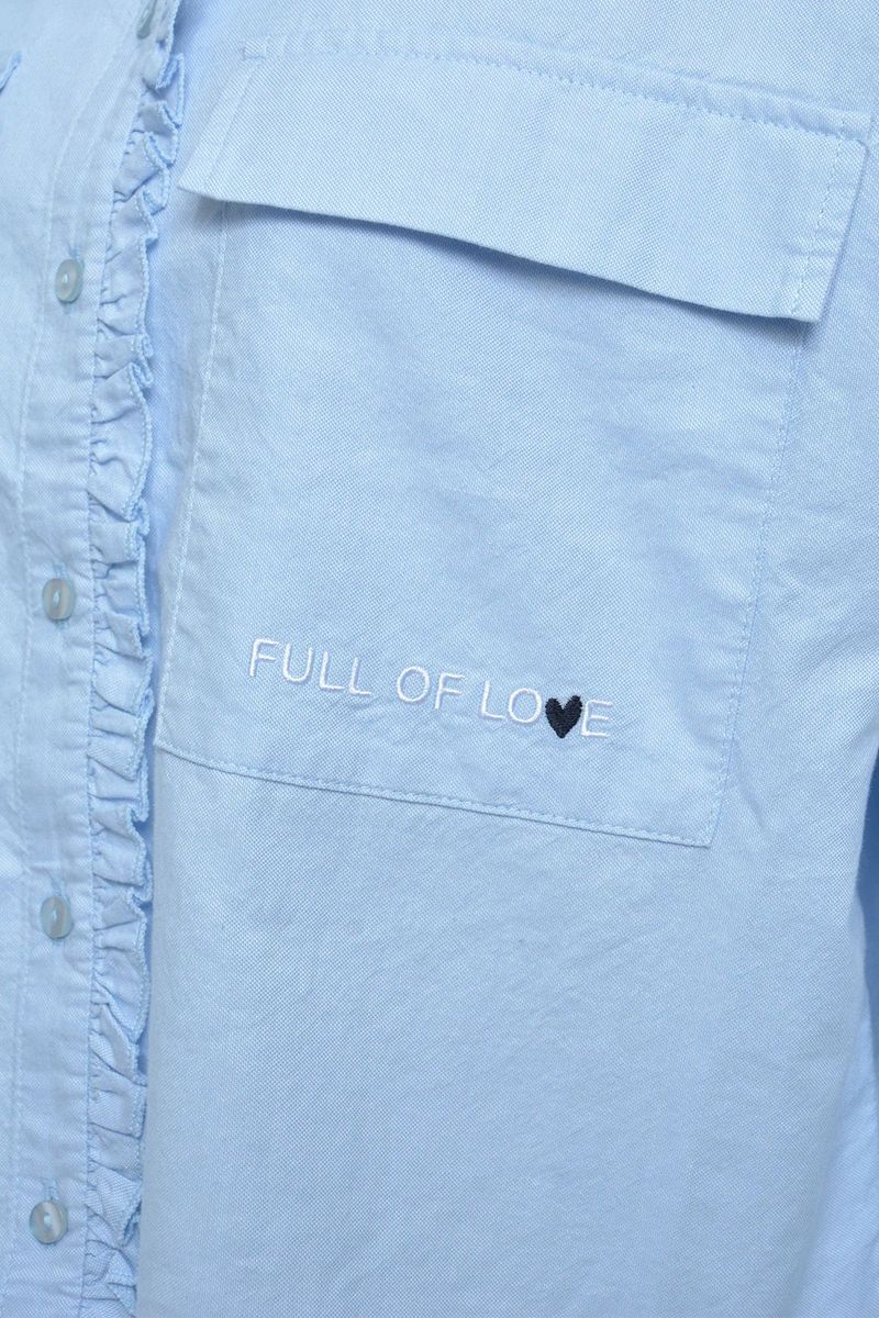 Cropped Ruffle Oxford Blouse