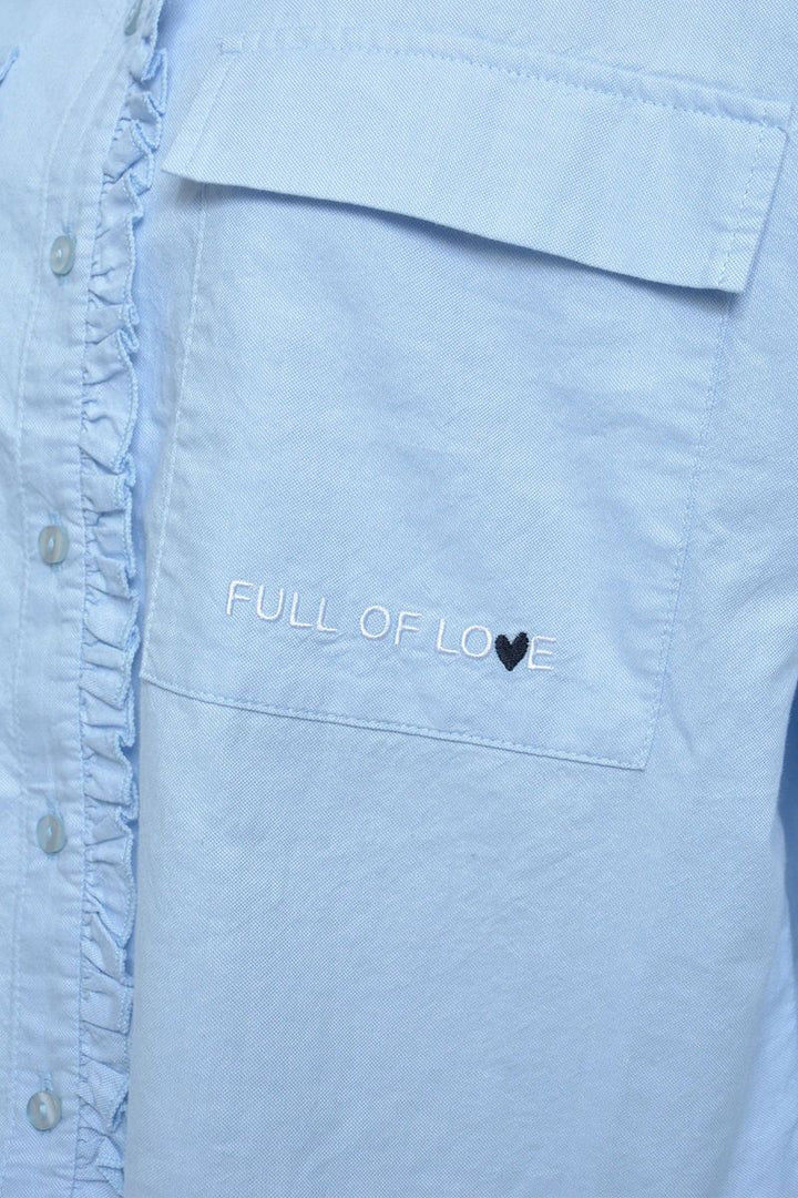 Cropped Ruffle Oxford Blouse
