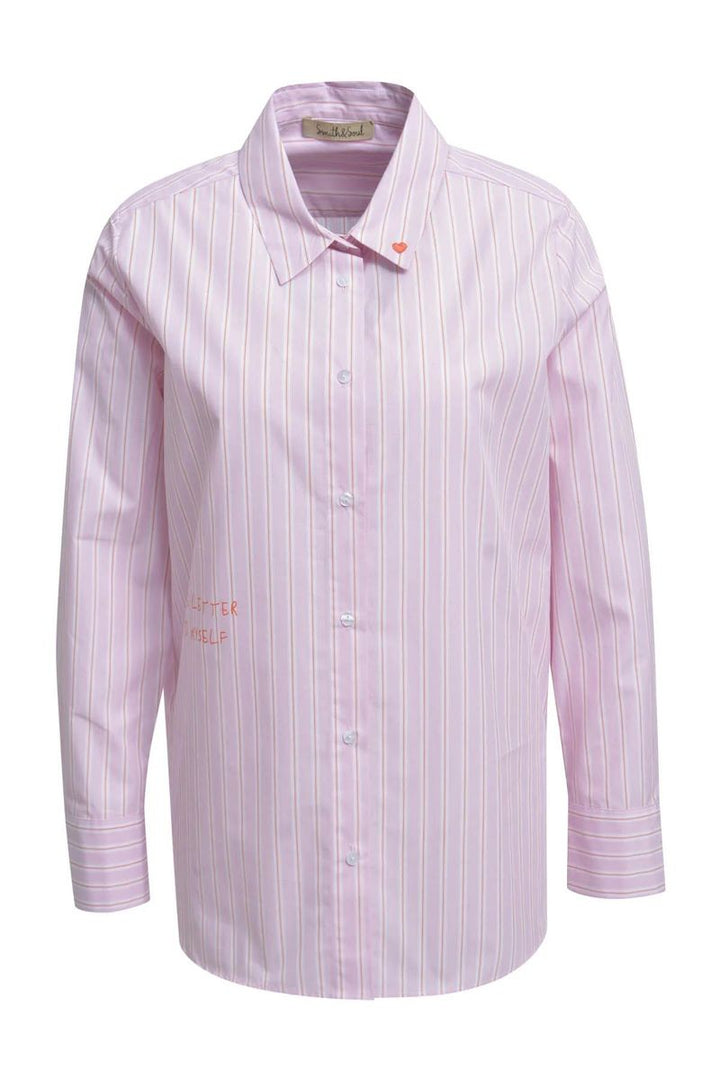 Striped Blouse Love Letter Print