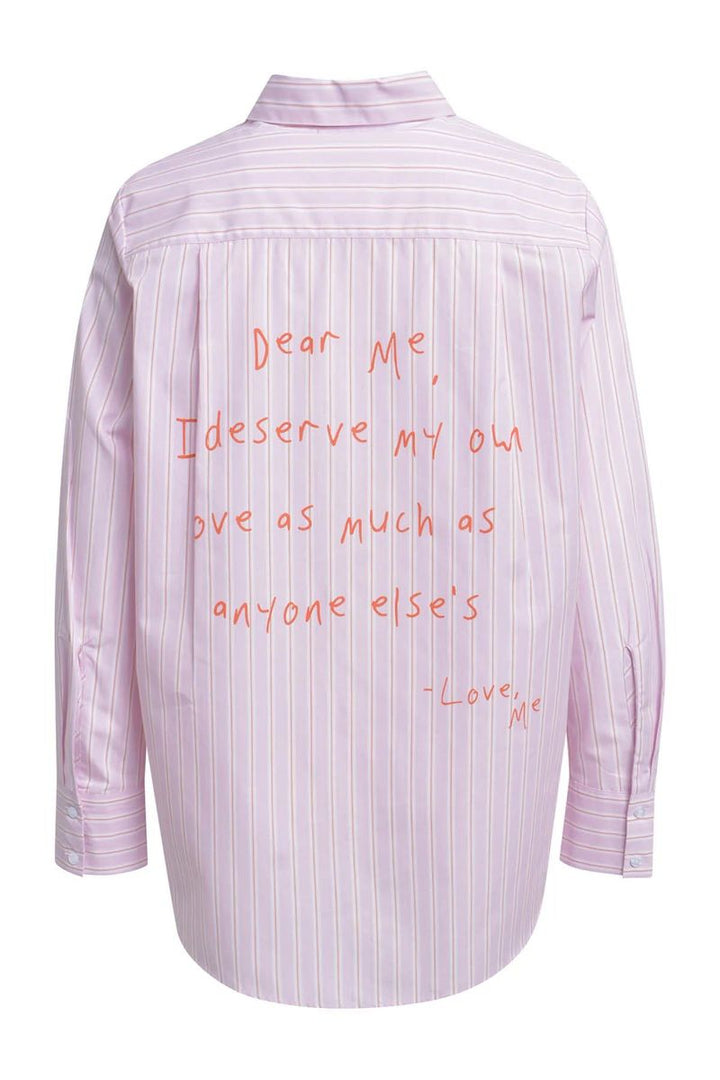 Striped Blouse Love Letter Print