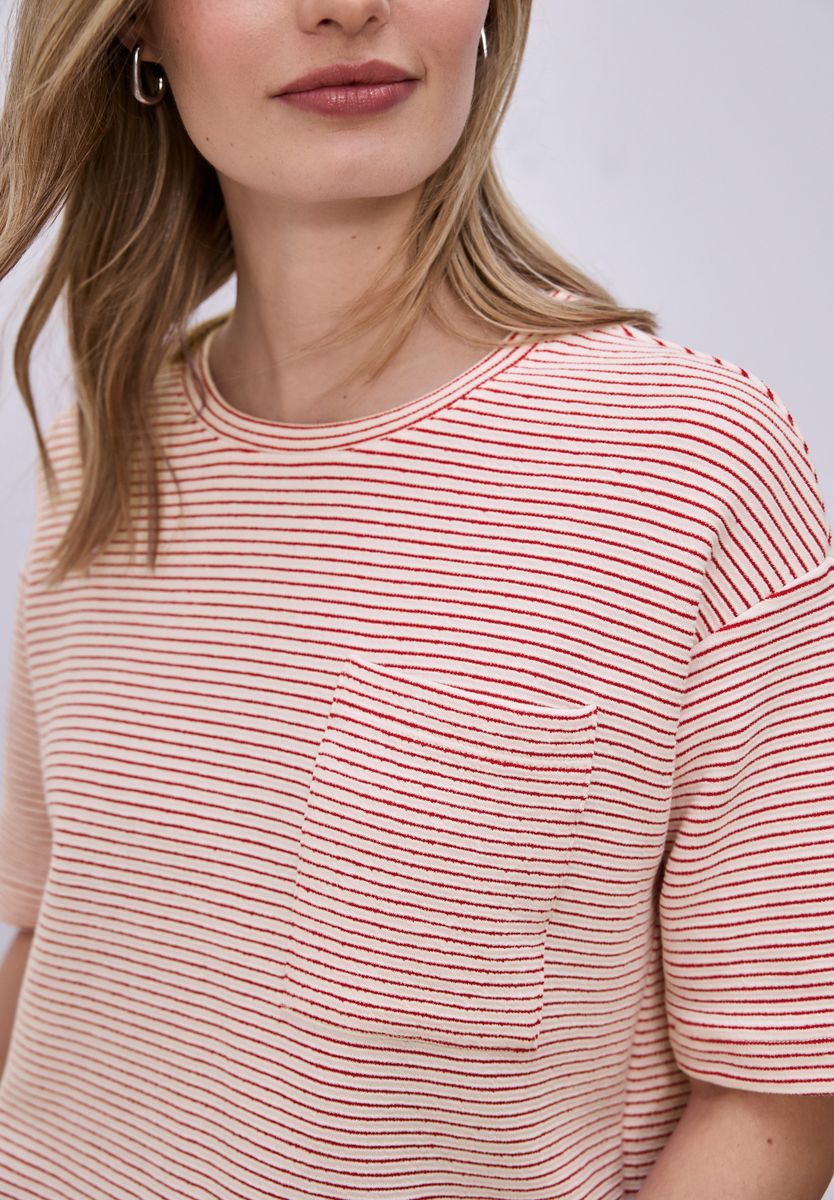 Kurzarmshirt mit Strukturstreifen