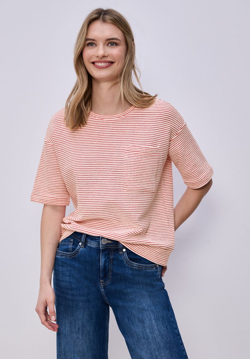 Kurzarmshirt mit Strukturstreifen