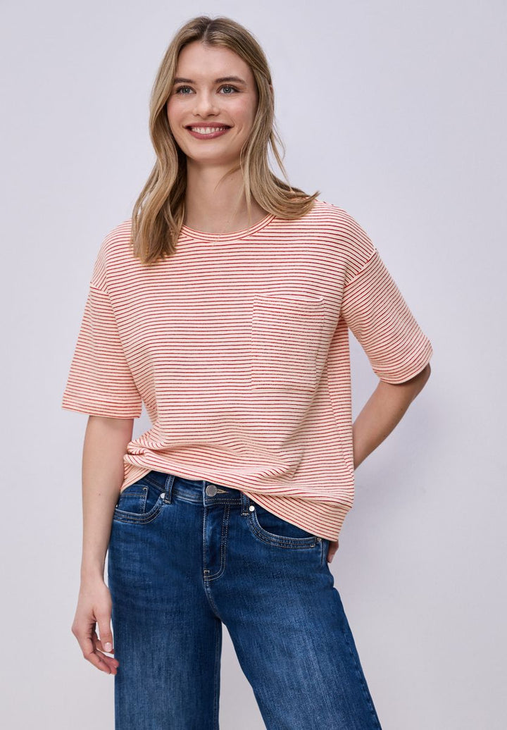 Kurzarmshirt mit Strukturstreifen