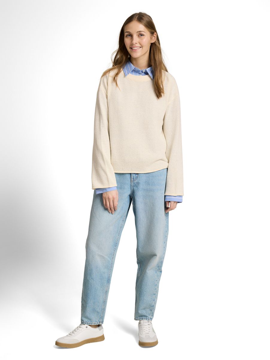 Relaxed Fit Strickpullover mit U-Boot-Ausschnitt