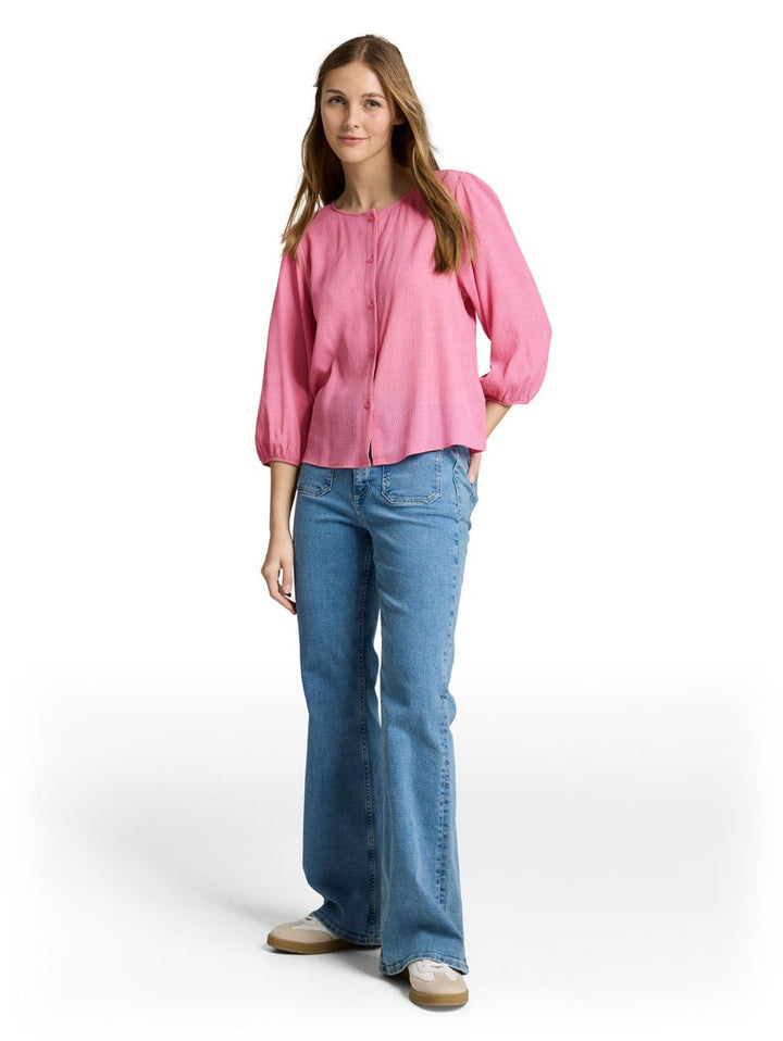 Crinkle Bluse mit Knopfleiste