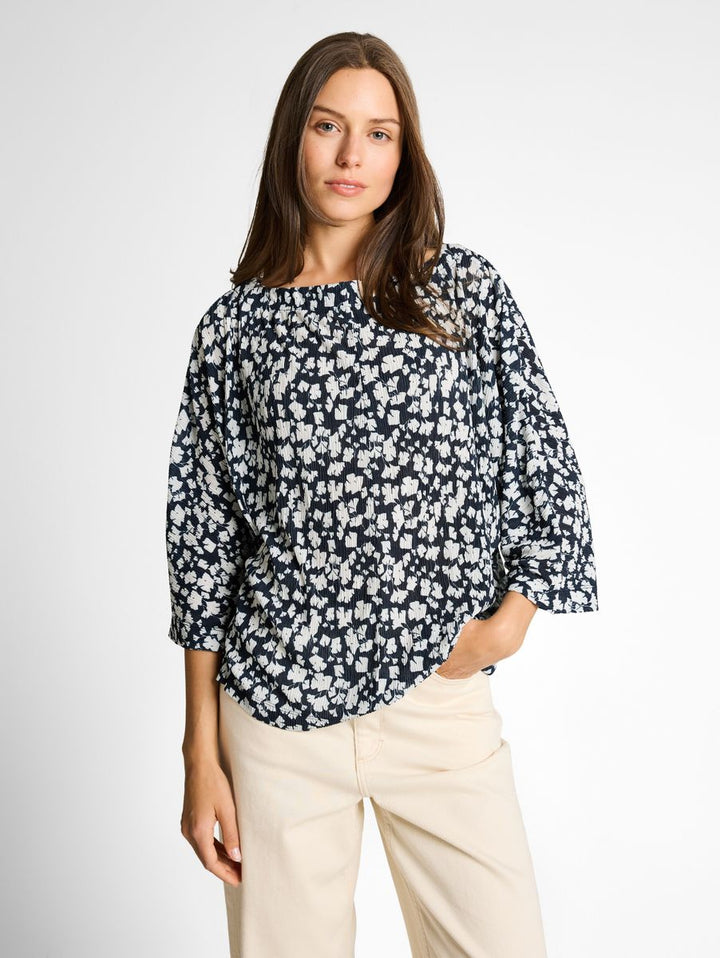 Crinkle T-Shirt mit Fledermausärmeln