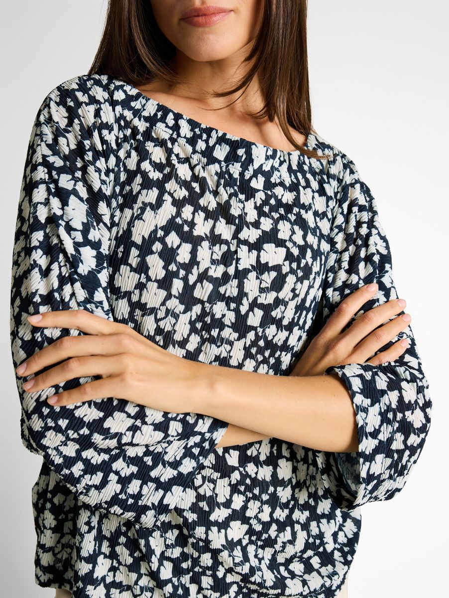 Crinkle T-Shirt mit Fledermausärmeln