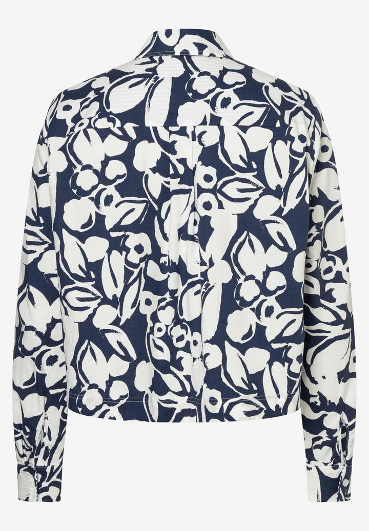 Kurze Baumwoll-Bluse mit Print