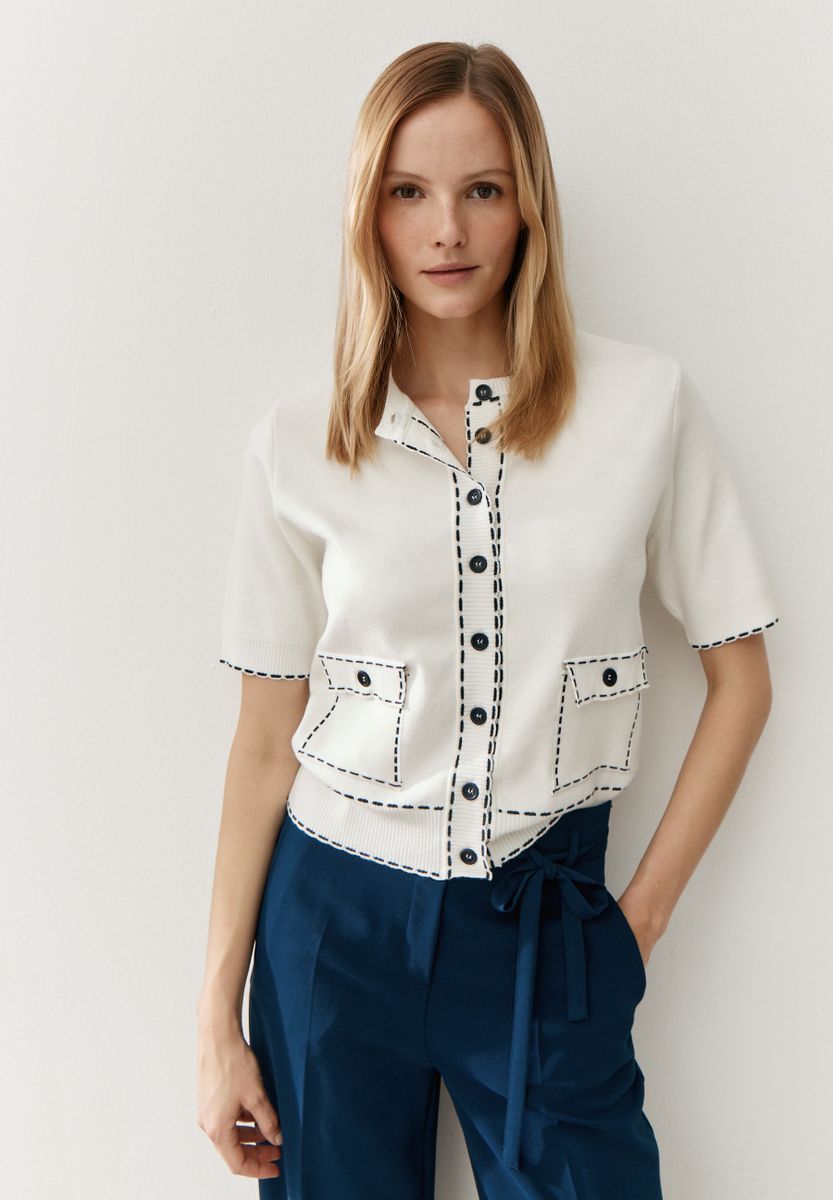 Cardigan mit Kontrastnaht