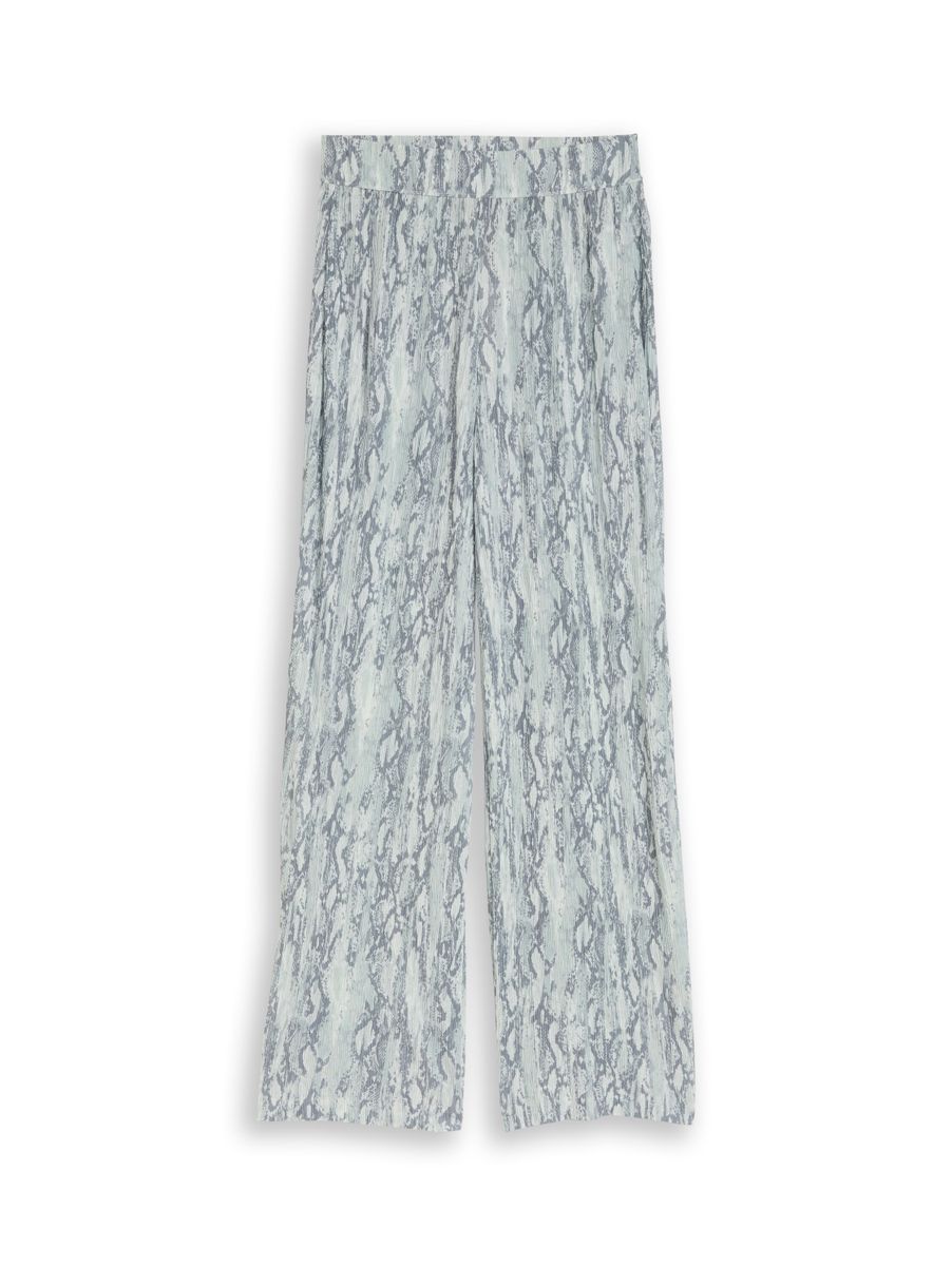 Crinkle Wide Leg Hose mit Schlangenprint