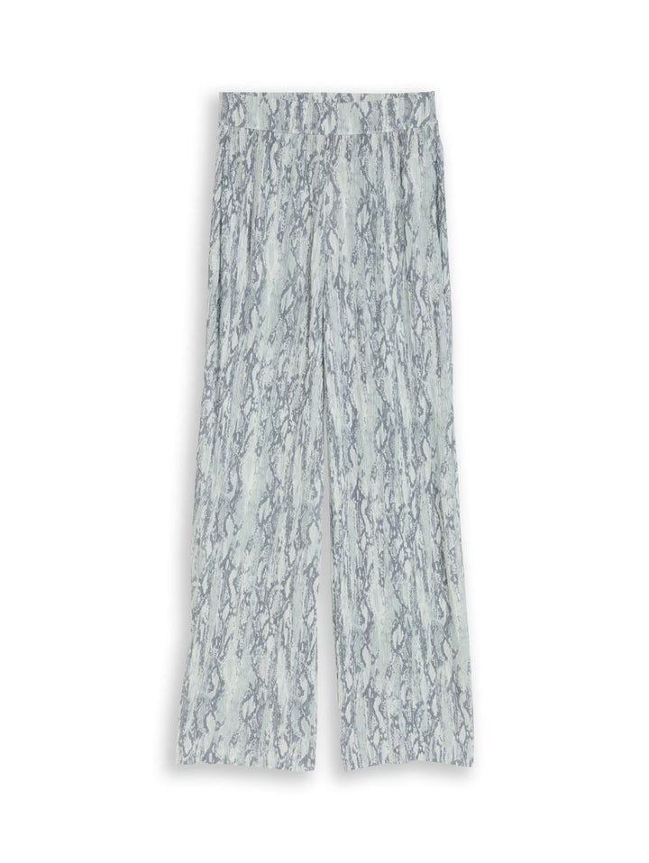 Crinkle Wide Leg Hose mit Schlangenprint