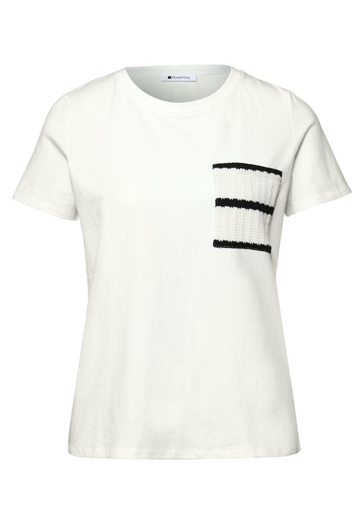 Kurzarm Shirt mit Streifen-Tasche