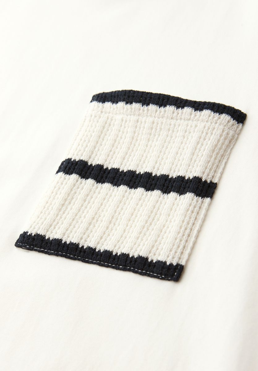 Kurzarm Shirt mit Streifen-Tasche