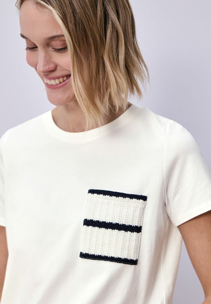 Kurzarm Shirt mit Streifen-Tasche