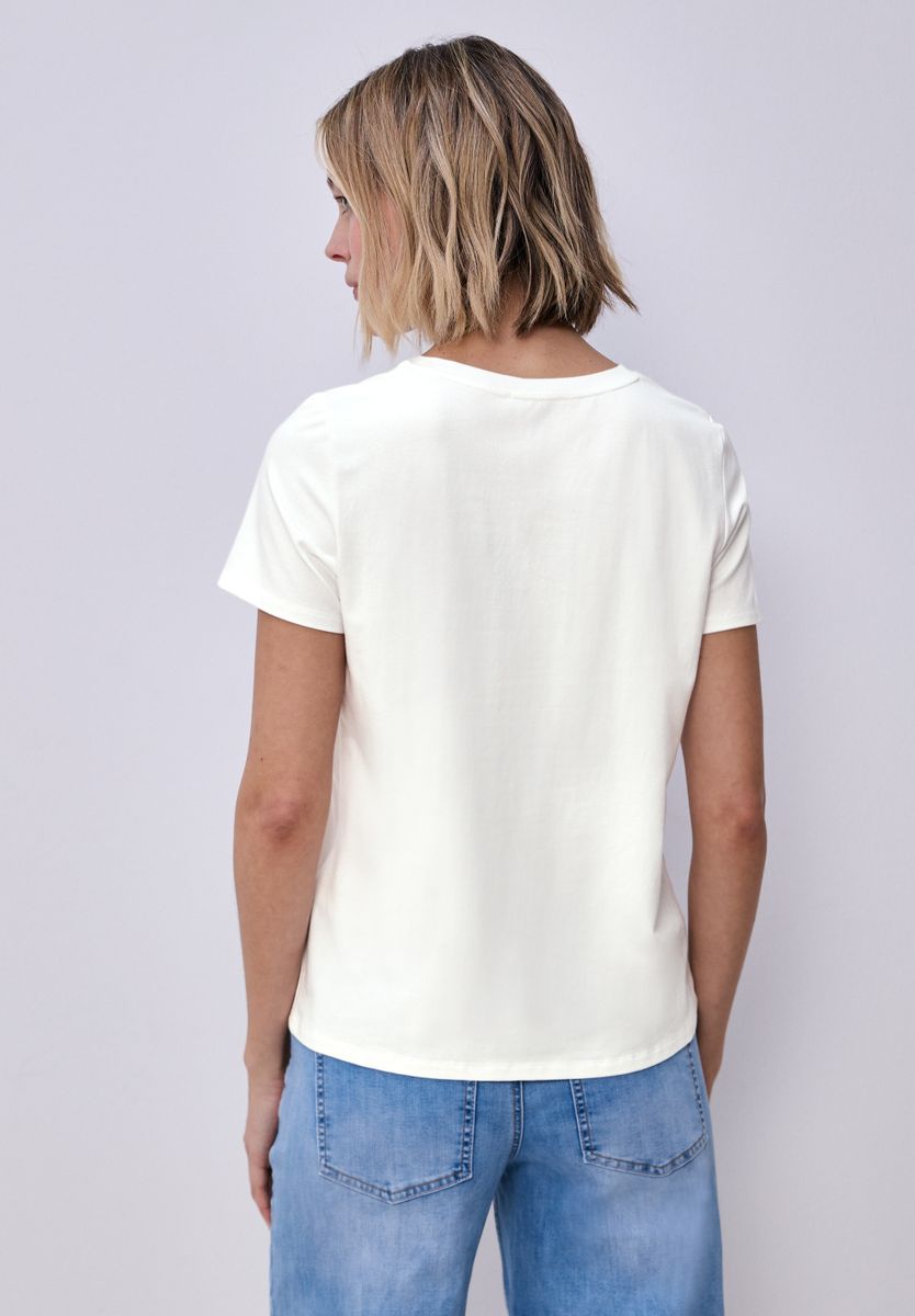Kurzarm Shirt mit Streifen-Tasche