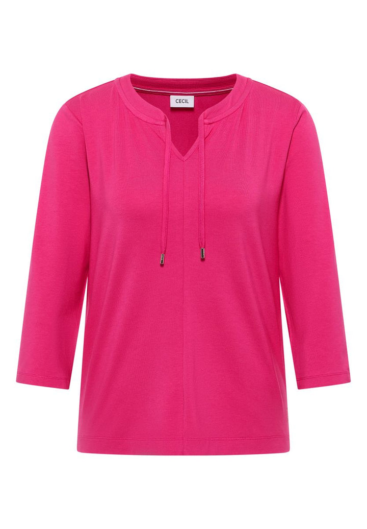 3/4-Arm Shirt mit Split Neck