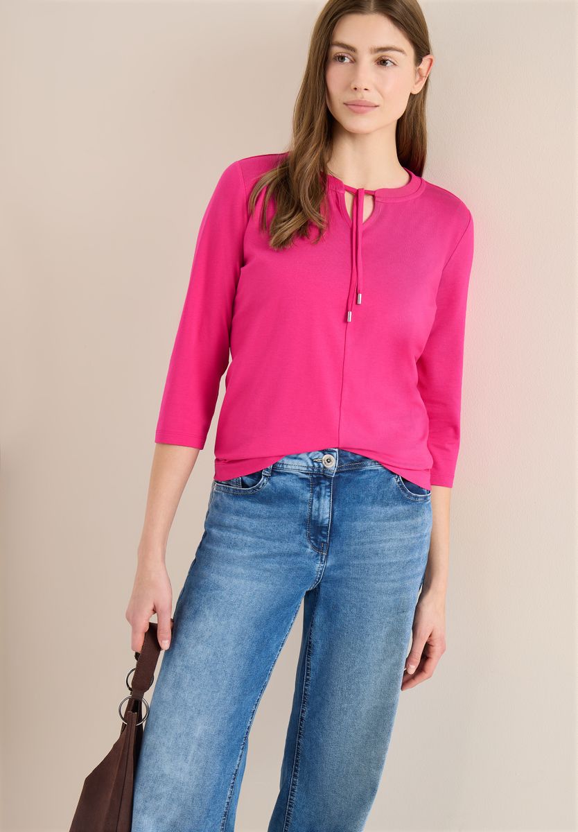 3/4-Arm Shirt mit Split Neck