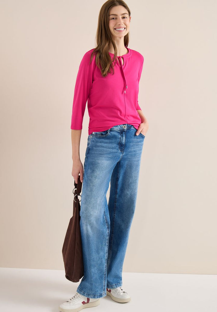 3/4-Arm Shirt mit Split Neck